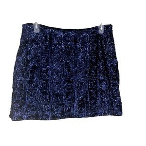 H&M Indigo Blue Solid Sequined Mini Skirt, Formal Wear, Evening, Nightclub SZ 8